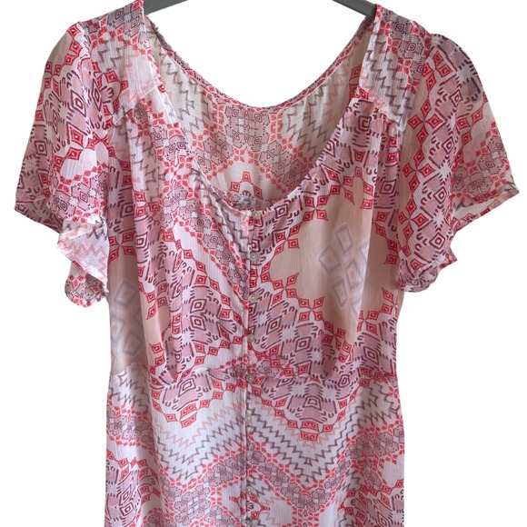 Boho maxi dress flutter sleeves button front vintage inspired cottagecore soft M - Picture 4 of 8